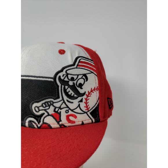 New Era 59Fifty MLB Cincinnati Reds Mr. Redlegs Embroidered Logo Size 7 1/4 Red - Picture 4 of 14